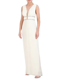 Beaded V-Neck Gown