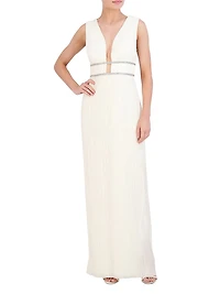 Beaded V-Neck Gown