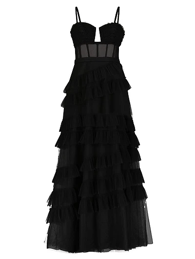 Corset Tulle Ruffled Gown