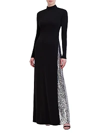 Sequined Inset Cut-Out Gown