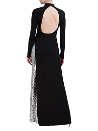Sequined Inset Cut-Out Gown