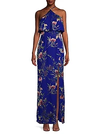 Floral Halter Column Gown