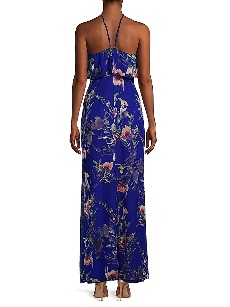 Floral Halter Column Gown