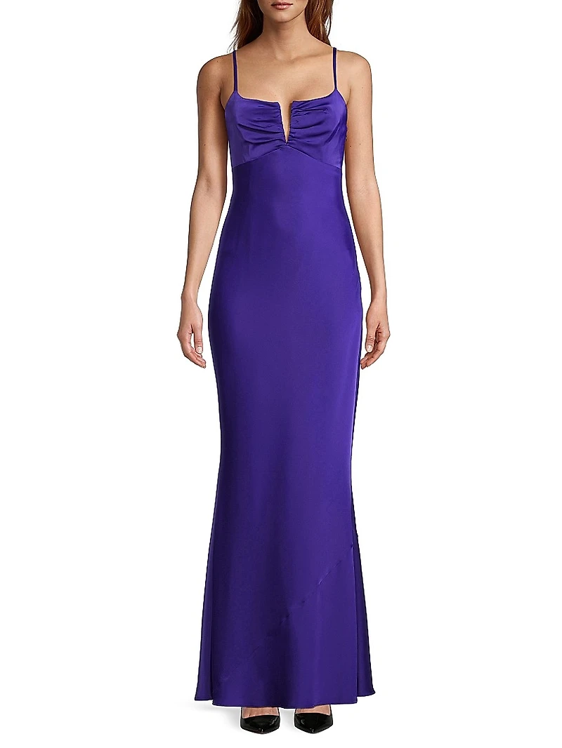 Satin Ruched Bodice Mermaid Gown