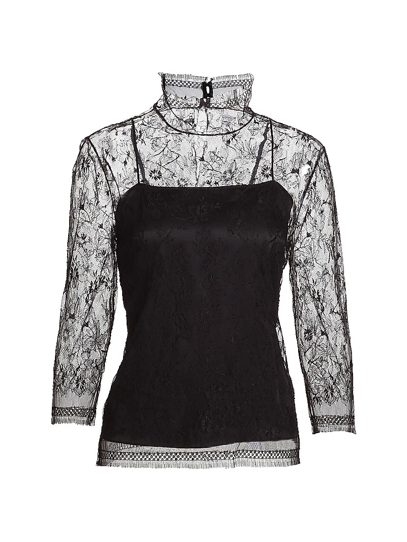 Samira High-Neck Lace Top