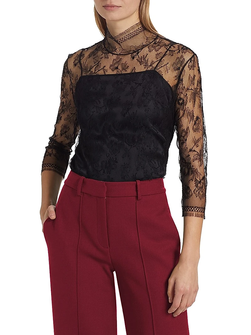 Samira High-Neck Lace Top