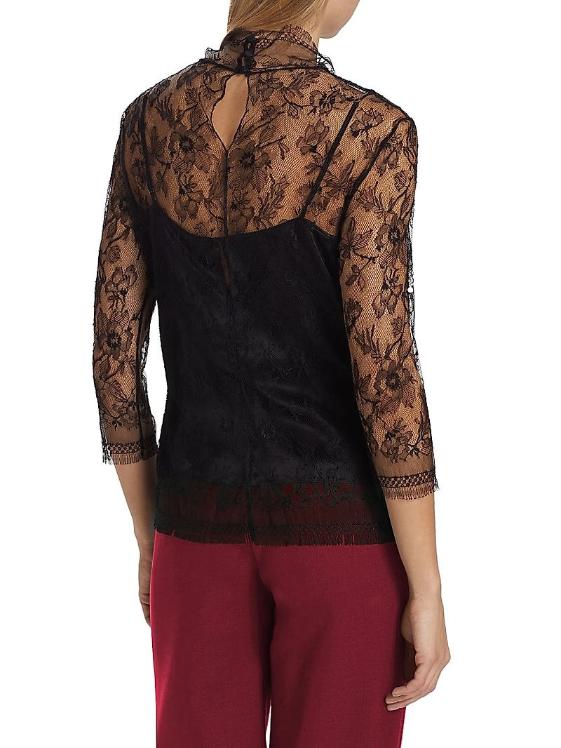 Samira High-Neck Lace Top