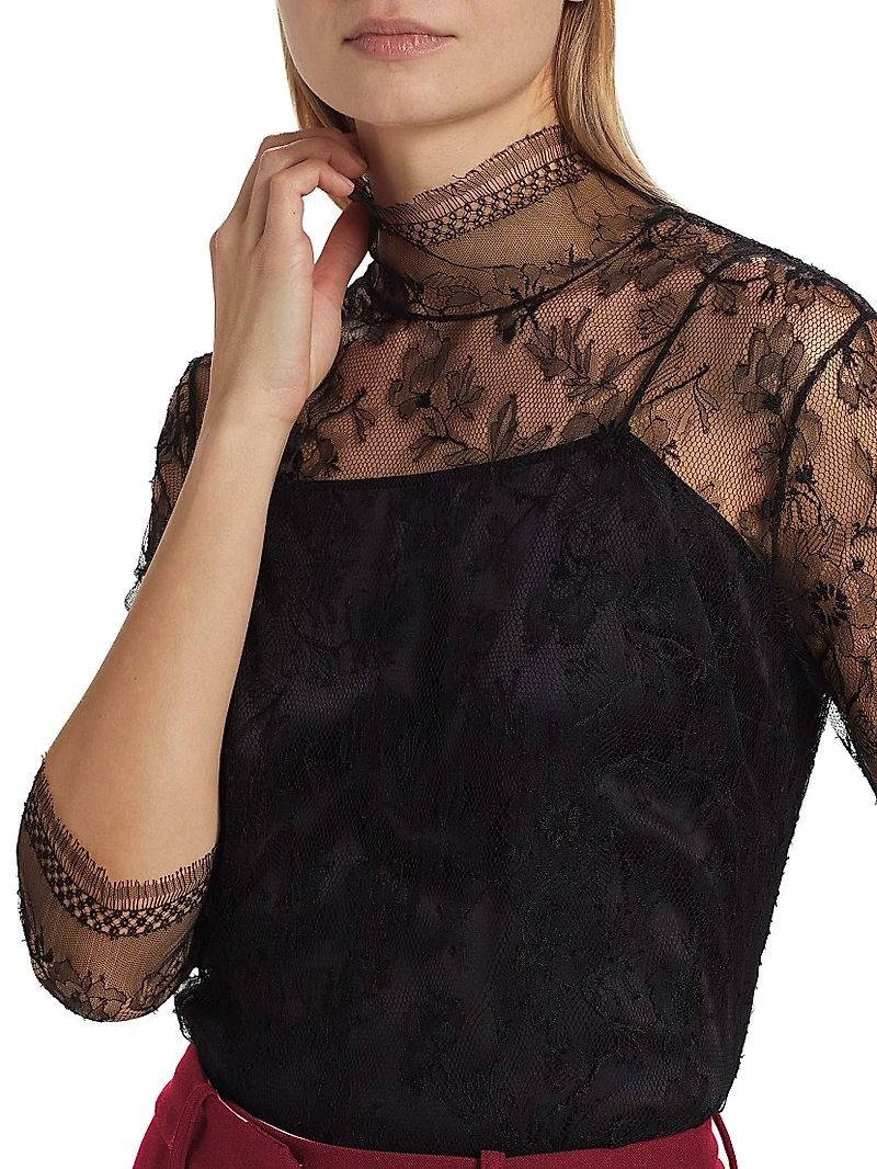 Samira High-Neck Lace Top
