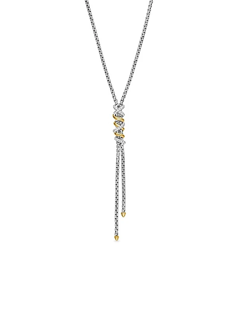 Helena Y Necklace in Sterling Silver with 18K Yellow Gold with Diamonds