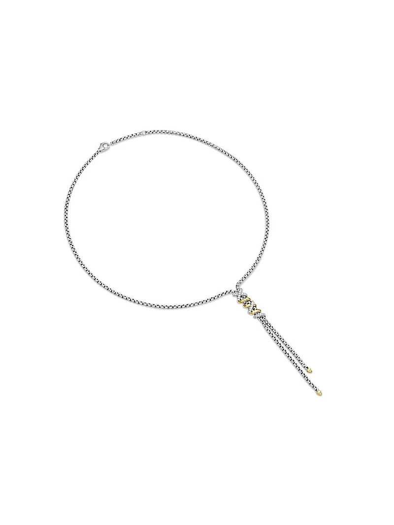 Helena Y Necklace in Sterling Silver with 18K Yellow Gold with Diamonds