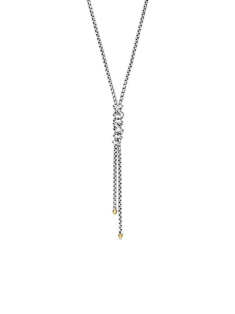 Helena Y Necklace in Sterling Silver with 18K Yellow Gold with Diamonds