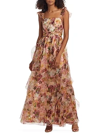 Jasmina Floral Ruffle Gown