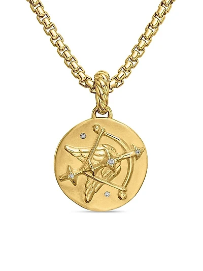 Zodiac Amulet in 18K Yellow Gold with Diamonds