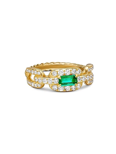 Stax Chain Link Stone Ring 18K Yellow Gold