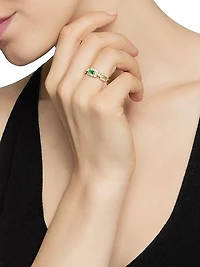 Stax Chain Link Stone Ring 18K Yellow Gold