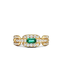 Stax Chain Link Stone Ring 18K Yellow Gold