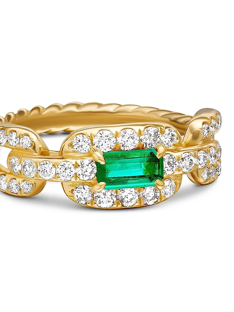 Stax Chain Link Stone Ring 18K Yellow Gold