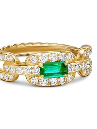 Stax Chain Link Stone Ring 18K Yellow Gold