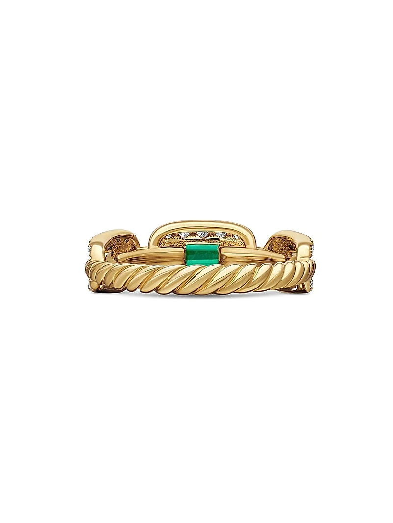 Stax Chain Link Stone Ring 18K Yellow Gold