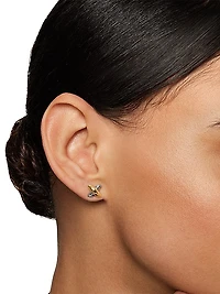 Petite X Stud Earrings in Sterling Silver with 18K Yellow Gold, 7.5mm