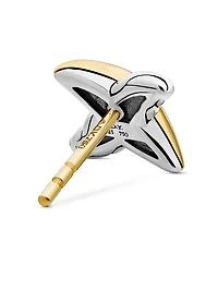 Petite X Stud Earrings in Sterling Silver with 18K Yellow Gold, 7.5mm