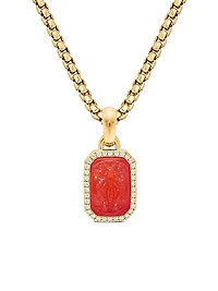 Petrvs Bee Amulet in 18K Yellow Gold with Carnelian and Diamonds, 15.4mm