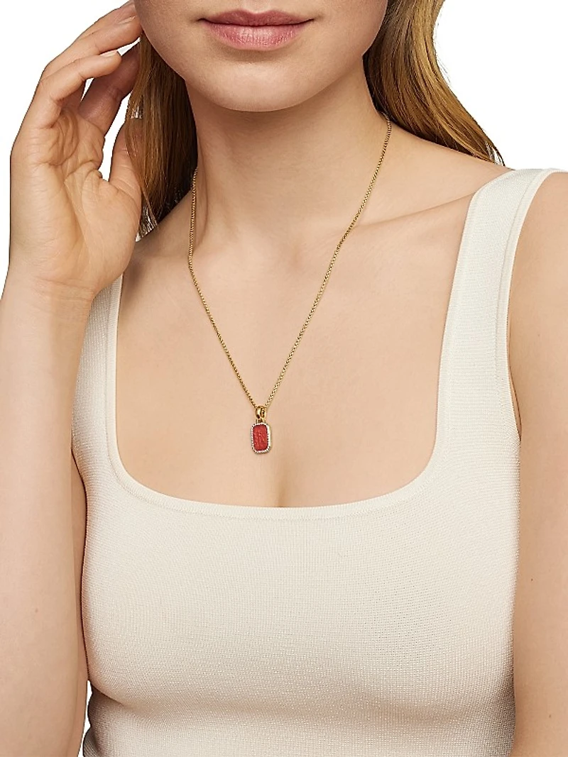 Petrvs Bee Amulet in 18K Yellow Gold with Carnelian and Diamonds, 15.4mm