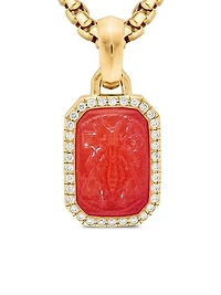 Petrvs Bee Amulet in 18K Yellow Gold with Carnelian and Diamonds, 15.4mm