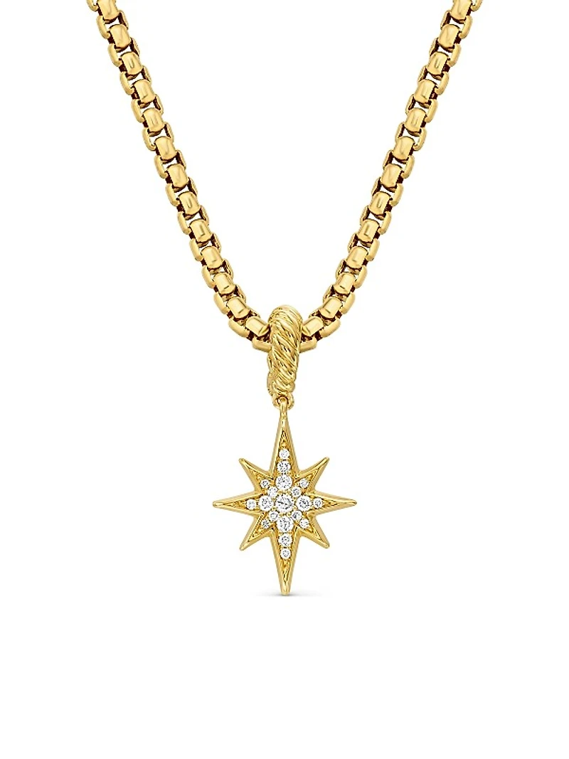 North Star Amulet in 18K Yellow Gold with Diamonds, 15mm