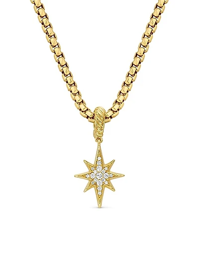 North Star Amulet in 18K Yellow Gold with Diamonds, 15mm
