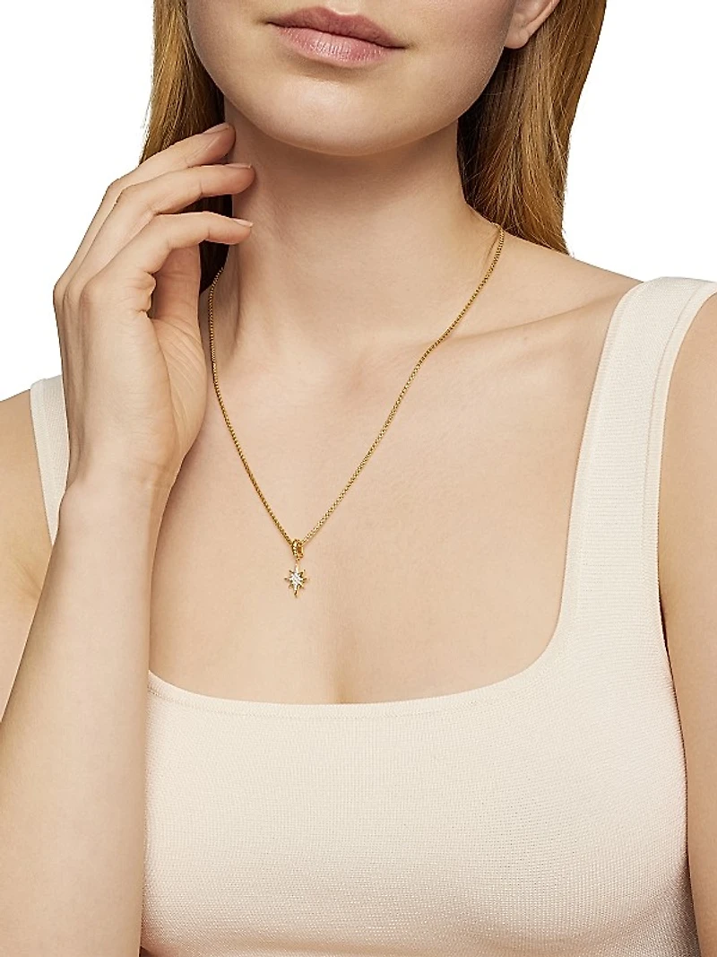 North Star Amulet in 18K Yellow Gold with Diamonds, 15mm