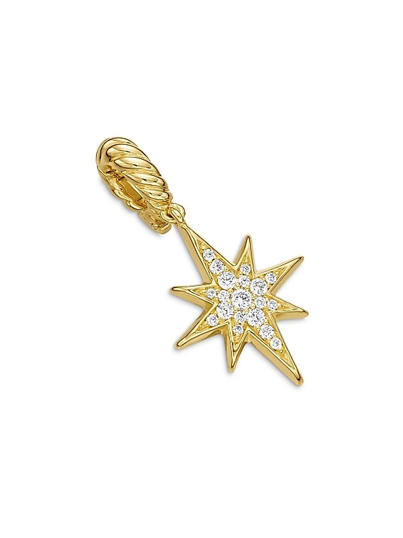 North Star Amulet in 18K Yellow Gold with Diamonds, 15mm
