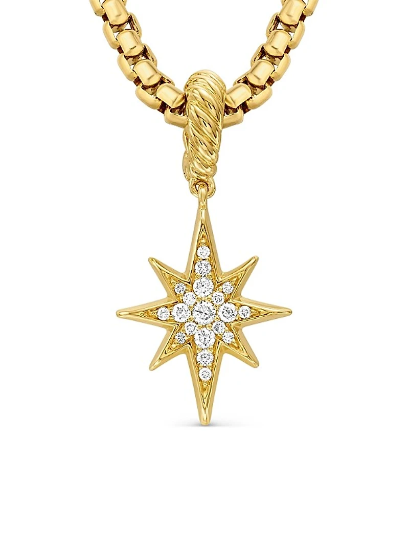 North Star Amulet in 18K Yellow Gold with Diamonds, 15mm