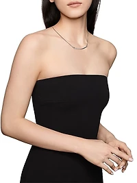 Crossover Bar Necklace in Sterling Silver with Diamonds