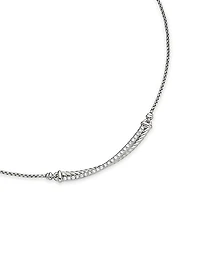 Crossover Bar Necklace in Sterling Silver with Diamonds