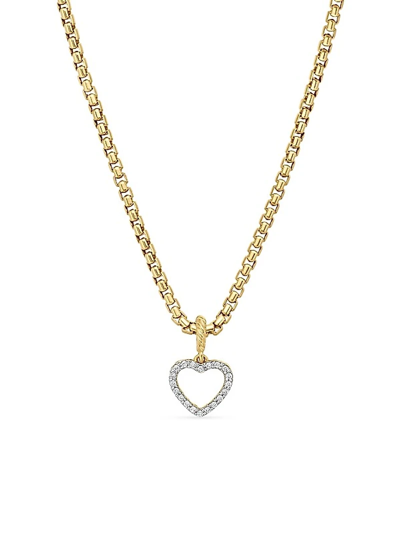 Heart Amulet in 18K Yellow Gold with Diamonds, 18.5mm