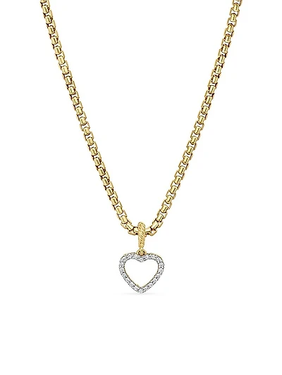 Heart Amulet in 18K Yellow Gold with Diamonds, 18.5mm