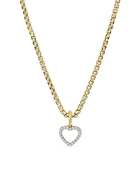 Heart Amulet in 18K Yellow Gold with Diamonds, 18.5mm