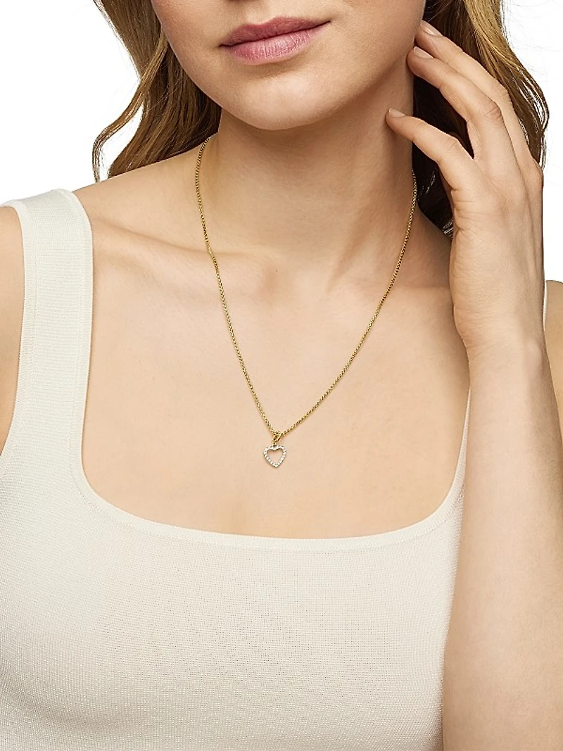Heart Amulet in 18K Yellow Gold with Diamonds, 18.5mm