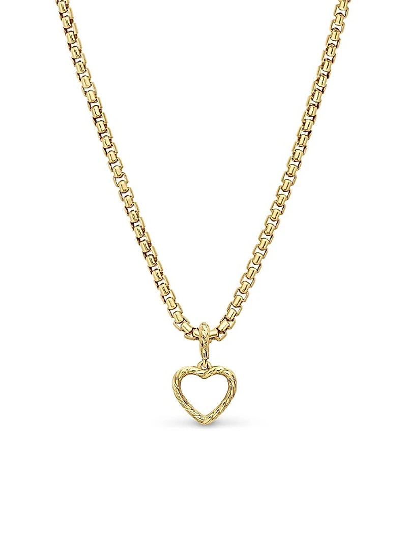 Heart Amulet in 18K Yellow Gold with Diamonds, 18.5mm