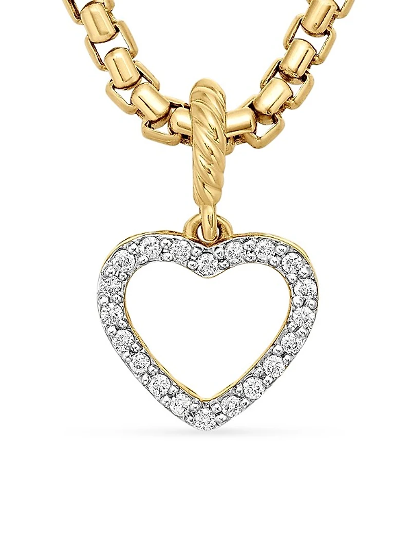Heart Amulet in 18K Yellow Gold with Diamonds, 18.5mm
