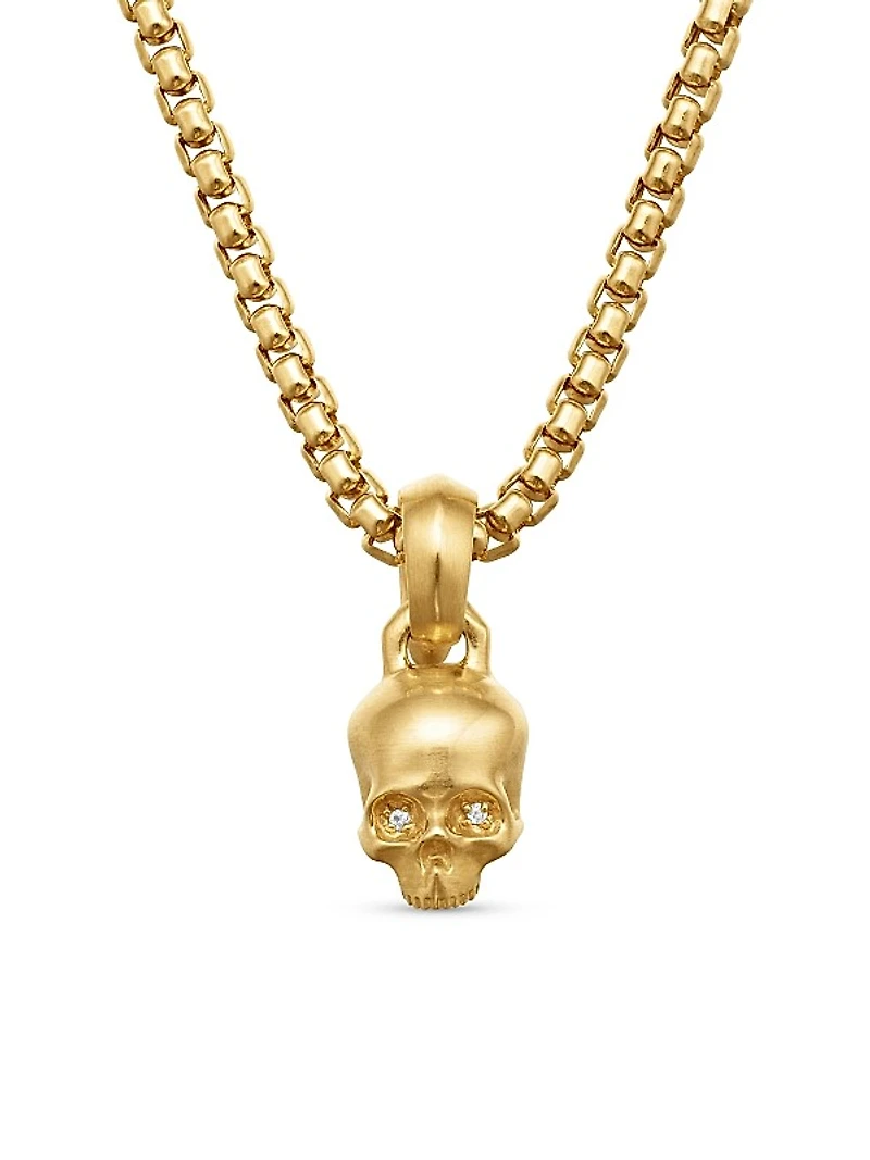 Skull Amulet in 18K Yellow Gold with Diamonds, 19.3mm