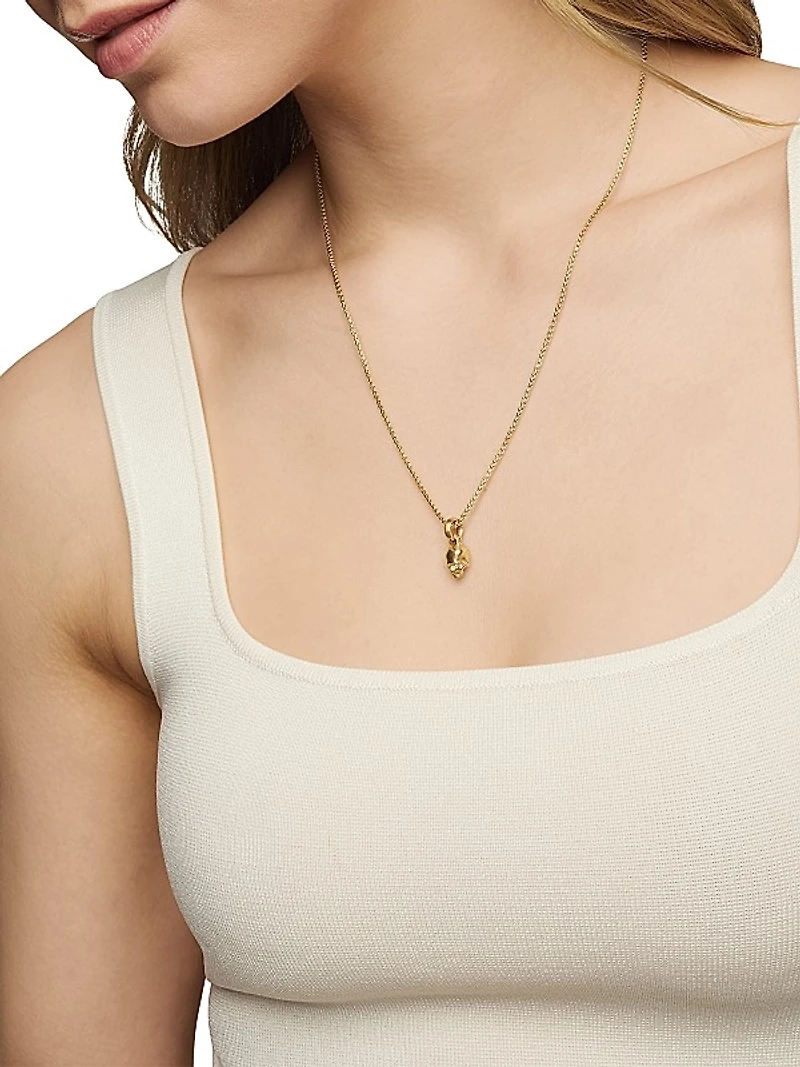 Skull Amulet in 18K Yellow Gold with Diamonds, 19.3mm