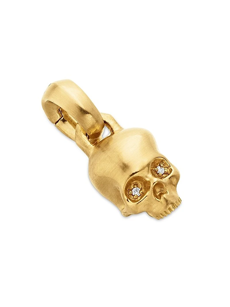 Skull Amulet in 18K Yellow Gold with Diamonds, 19.3mm