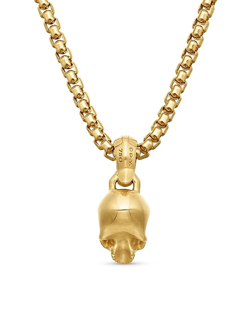Skull Amulet in 18K Yellow Gold with Diamonds, 19.3mm