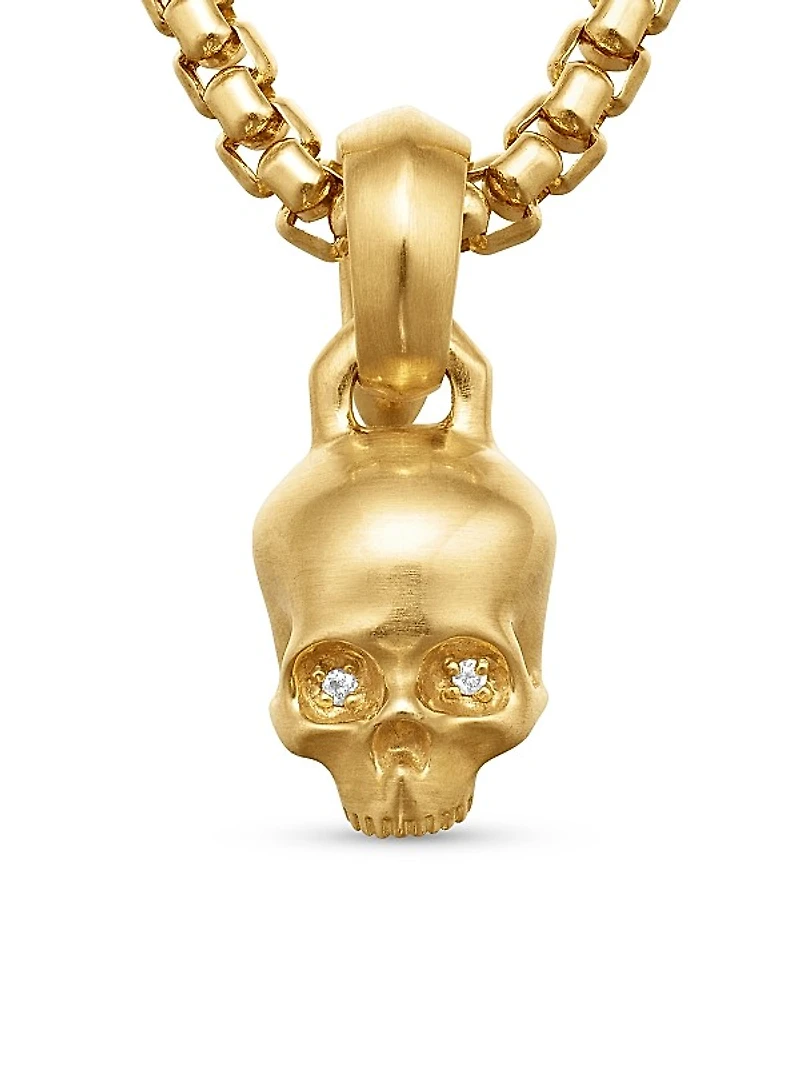 Skull Amulet in 18K Yellow Gold with Diamonds, 19.3mm