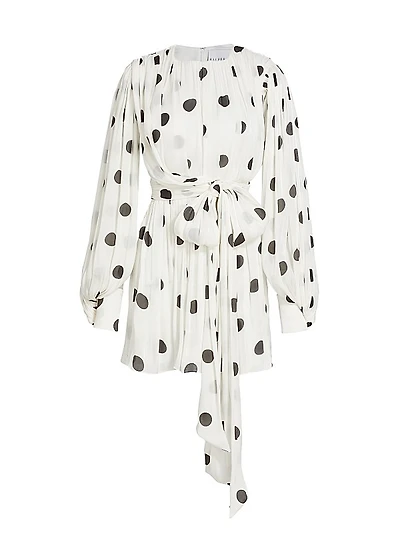Split-Sleeve & Polka-Dot Minidress