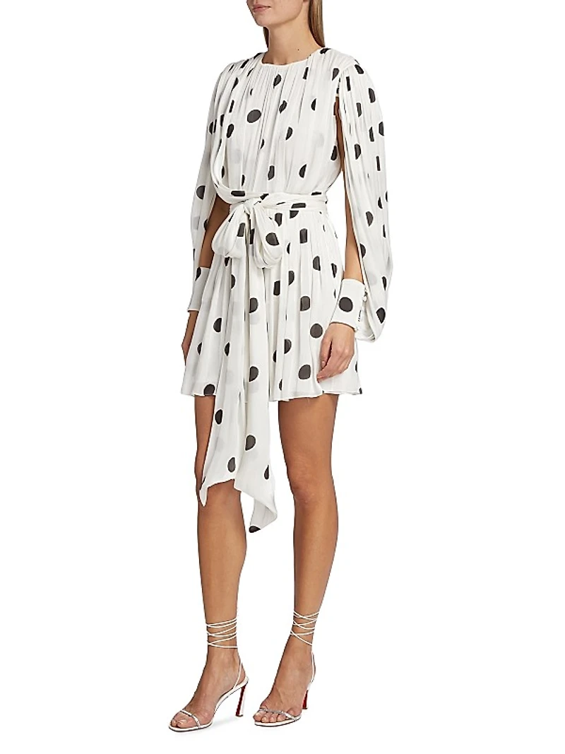 Split-Sleeve & Polka-Dot Minidress