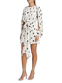 Split-Sleeve & Polka-Dot Minidress