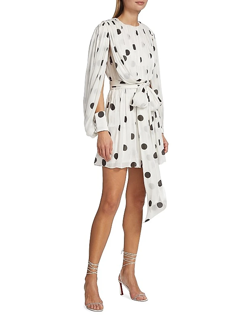 Split-Sleeve & Polka-Dot Minidress